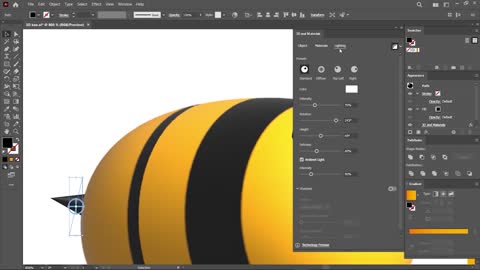 PS software illustration design: yellow 3d bee