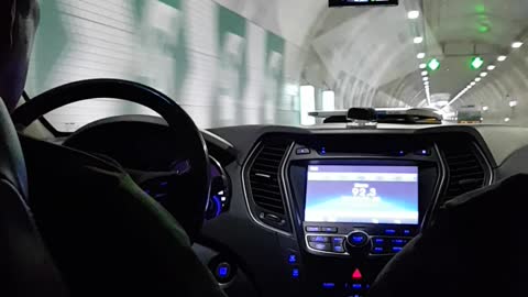 Driving through the road tunnel