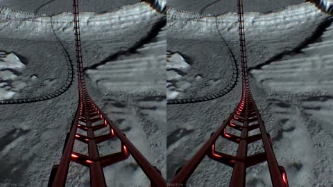 Virtual reality roller coaster on the moon, 3D video for VR not be headsets.