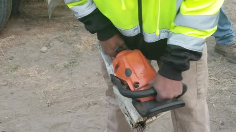 Push Starting a Chainsaw Prank