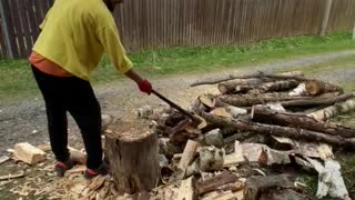 Improper Wood Chopping Leads to Slip Up