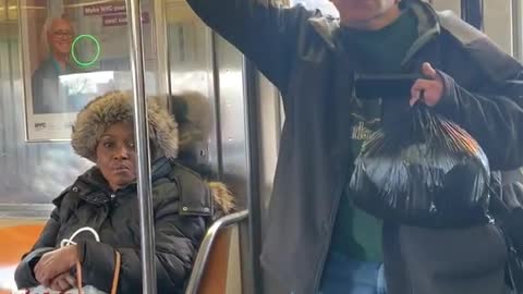 Man dances to "what do you mean" justin bieber on subway train