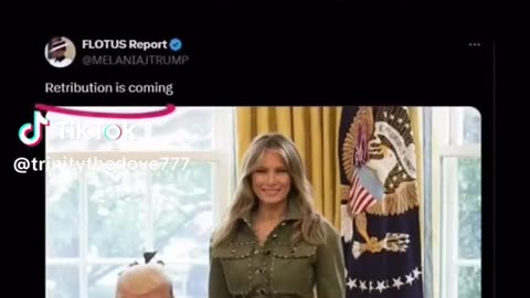 Melania wearing military green posted Retribution is coming at 9:11