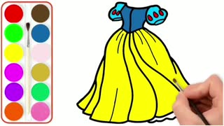 Drawing and Coloring for Kids - How to Draw Long Girl Dress