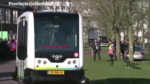 Driverless electric shuttle bus tested for use on roads in Netherlands