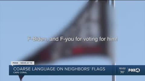 Anti-Biden flags with profanity going up in the front yards of homes in Cape Coral
