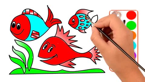 Drawing and Coloring for Kids - How to Draw Fishes
