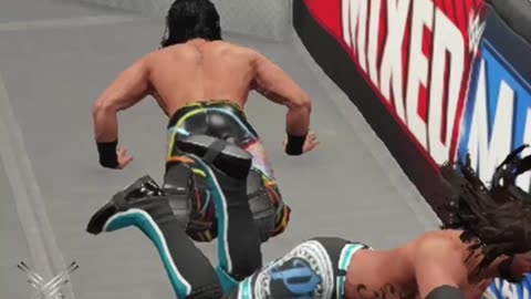 WWE 2K23 Clash Seth Rollins Brutal Kick Takes Down AJ Styles
