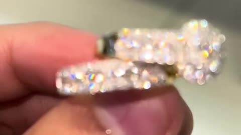 Natural Diamond & Real Gold Trio Band Wedding Set