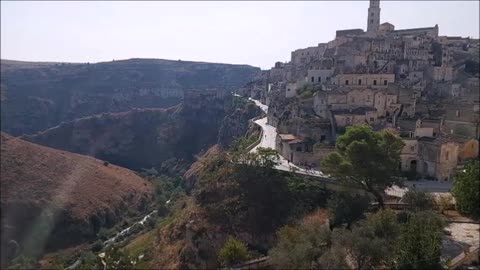 Inside the Sassi Looking back at Matera, Italy