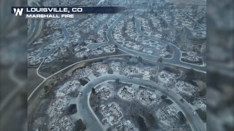 Louisville, CO Marshall fire devastation from the air entire neighborhoods gone
