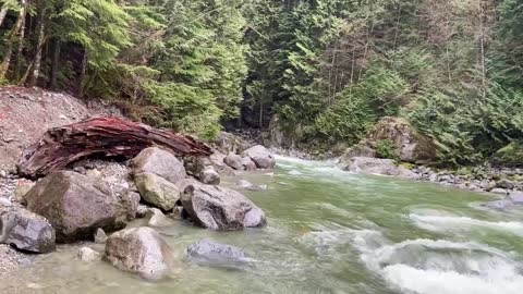 Relaxing in the cascade falls Mission BC Canada river sound