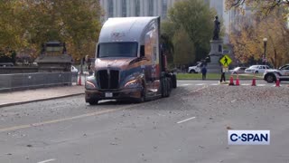 The 2023 U.S. Capitol Christmas Tree, arrives on the West Front Lawn.