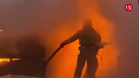 Firefighters try to put out a fire in the Chelyabinsk region of Russia - images of the fire