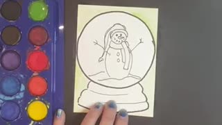 Snowman in a Snow globe Christmas Card
