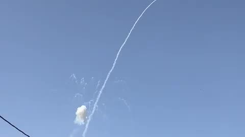 Footage of the interceptor missile launch over Safed, with what appears to be a