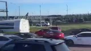 A protest in support of Palestine has caused a traffic jam on the way to O'Hare airport.