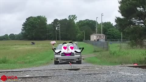 Monster Trains Crush Cars on Railroad | Train Crash