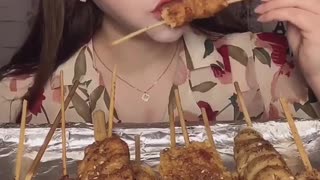 Meat Galore! Many Types of Meat on a Stick!, ASMR Mukbang