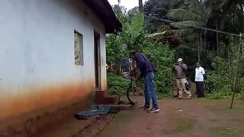 snake catcher caught snake from house near forest