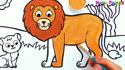 Lion Drawing, Painting and Coloring for Kids