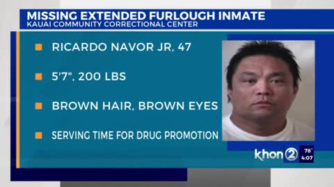 Kauai extended furlough inmate fails to return to community residence