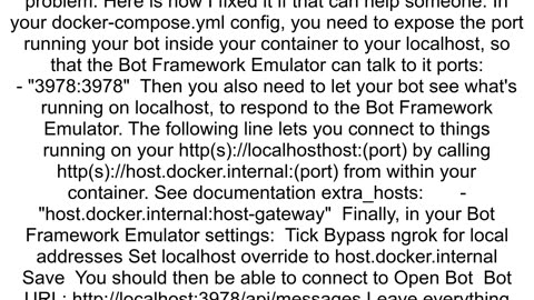 Connect Bot Framework Emulator to dockerized bot