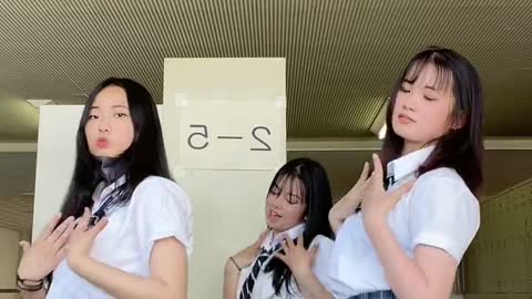 Japanese High school girls in dancing actions