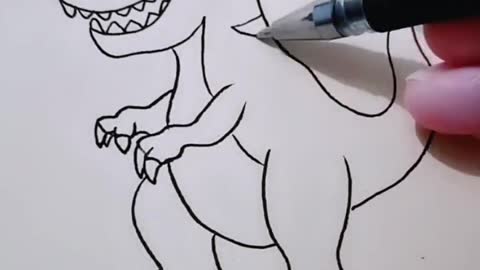 How to draw simple Dinosaurs in 1 minute #drawing​ #draw​ #painting