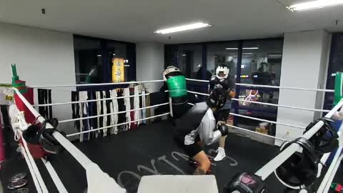 Asian amateur boxing light Sparring newbie boxer