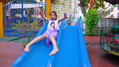 Indoor playground for kids pretend play with La La Kids TV doctor - Funny Video for children