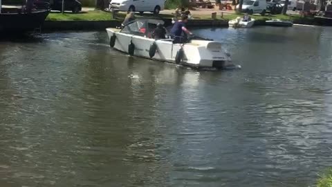 Boat Bounces Around Canal