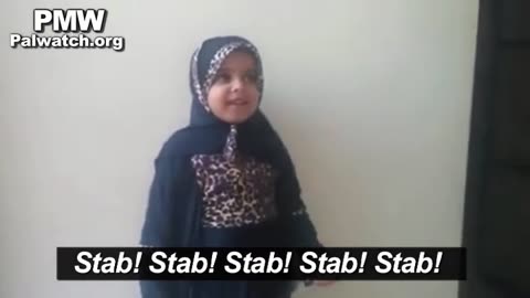 Palestinian 3-year old call for the stabbing of Jews in Gaza