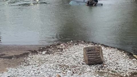 Boat Ramp Fail Submerges Truck