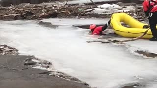Stranded Dog Rescued from Frozen River