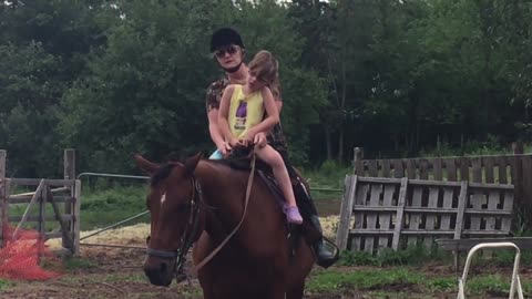 Pearls first time riding a horse