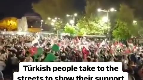 People in Istanbul march on the streets to show their support for Palestine