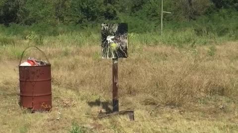 Can canon shoots beer can at steel target