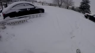Removing snow using an echo backpack leaf blower