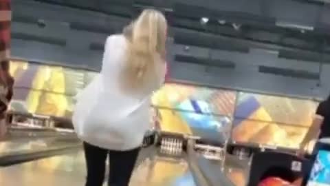 Falling while throwing a bowling ball