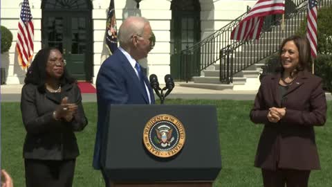 Biden looks at Kamala Harris and says "The first really smart decision I made in this administration"