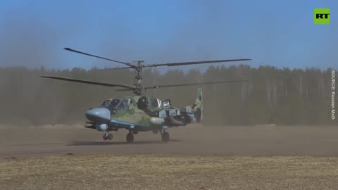 Russian MoD releases footage of Ukrainian military positions being destroyed by Ka-52 helicopter