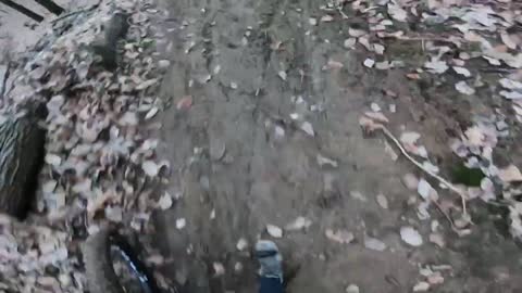 Riding Mountain Bike Down A Rocky Trail Ends With A Crash
