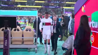 Cristiano Ronaldo walks off the pitch after Morocco eliminates Portugal in the 2022 FIFA World Cup