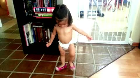 1-year-old baby shows off her tap dancing skills
