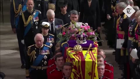 Prince George and Princess Charlotte on the front row of Queen Elizabeth II's funeral