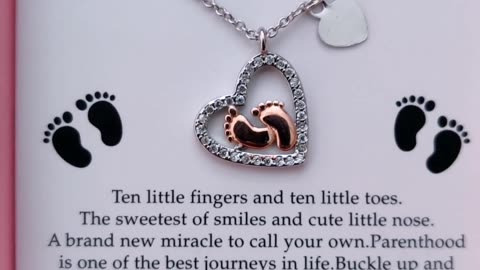 Baby Feet Heart Necklace First Time Mom Gift