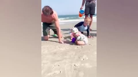 Funniest baby on the beach | Pew baby 😍