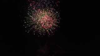 Manistique, Michigan Folk Fest Fireworks Finale 2023 (aerial view) 4K