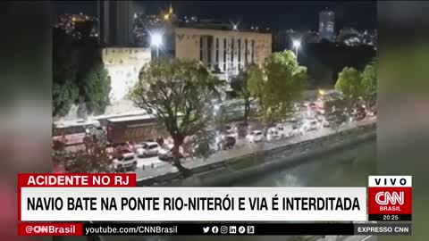 Navio bate na ponte Rio-Niterói e via é interditada nos dois sentidos | EXPRESSO CNN